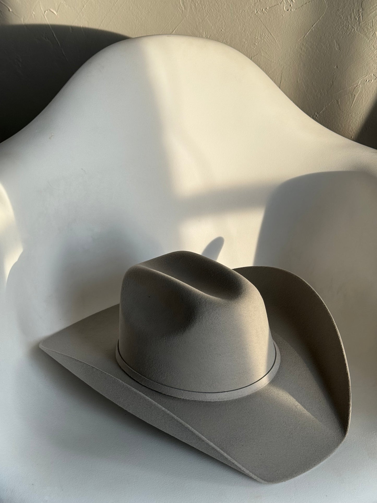 Cash 100% Wool Western Belt Cowboy Hat In Grey Bone