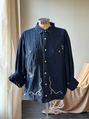 The Lawrence Handcrafted Sad Songs Cropped Cotton Button Down Long Sleeve