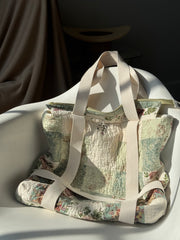 Magnus Quilted Handcrafted Cotton Tote Hat Holder Bag