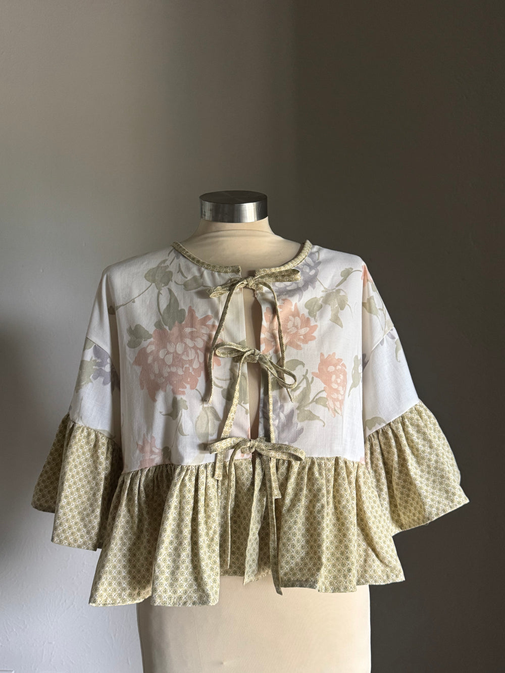 Joycie Vintage Handcrafted Floral Ruffle Top