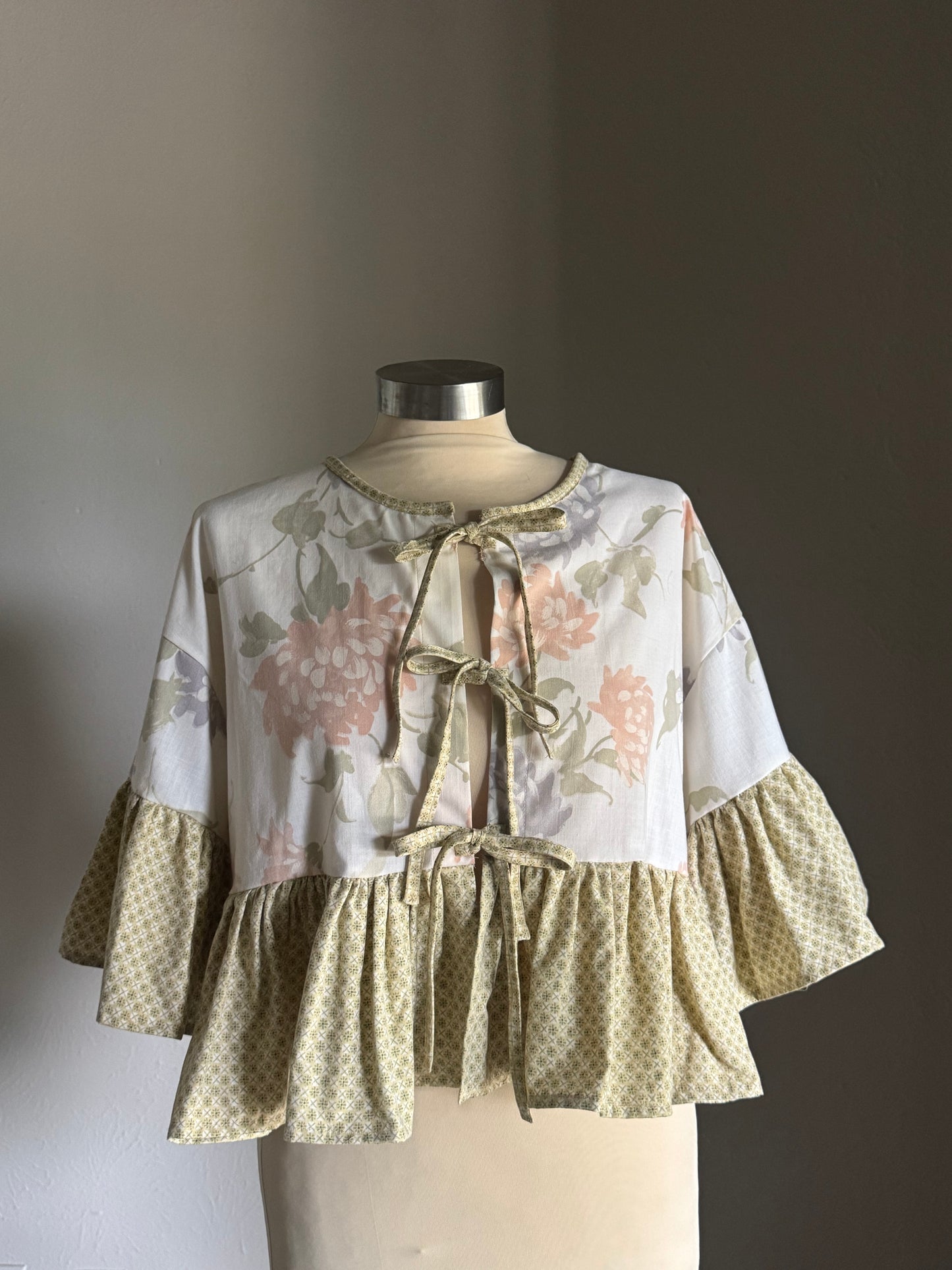 Joycie Vintage Handcrafted Floral Ruffle Top