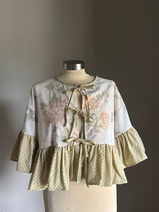 Joycie Vintage Handcrafted Floral Ruffle Top
