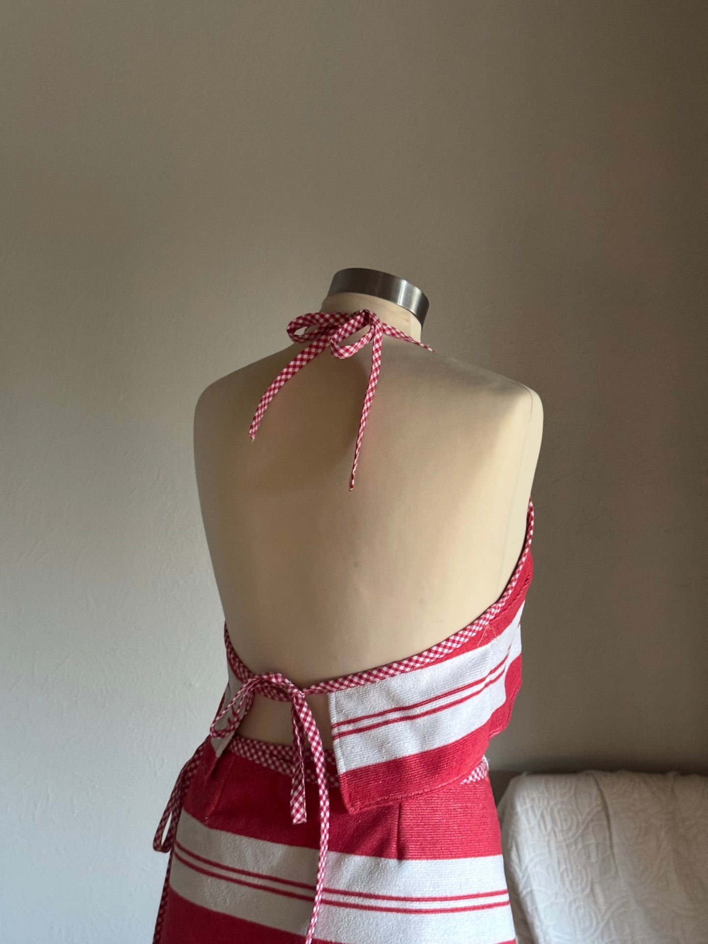 Brenda Handcrafted Vintage Towel Cropped Halter Top