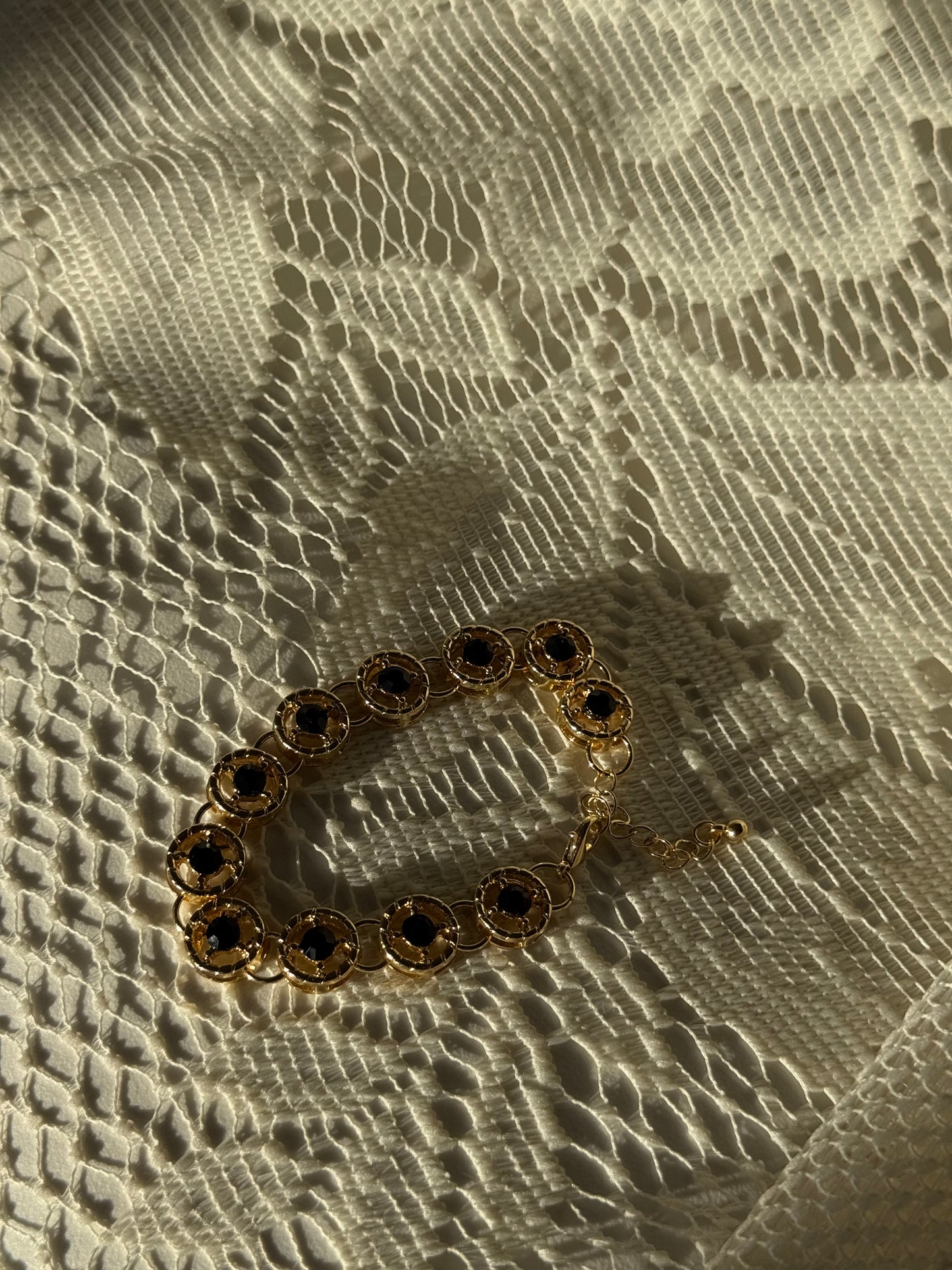 Sophie Classic Ebony Stone Bracelet In Gold