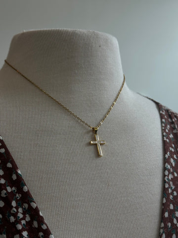 David Stained Glass Stainless Steel Cross Charm Necklace In Gold