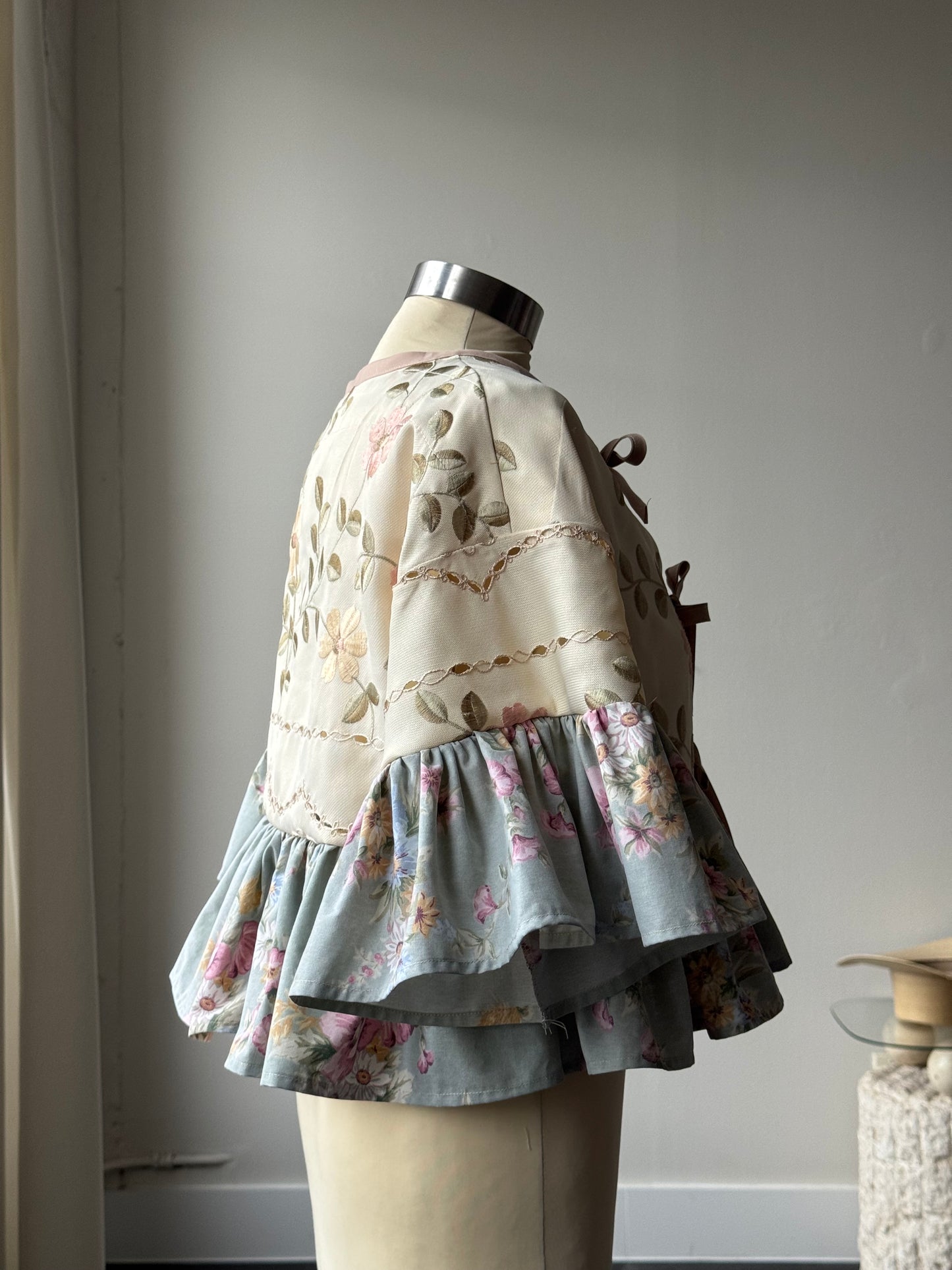 Dorothy Handcrafted Vintage Ruffle Tie Top In Spring