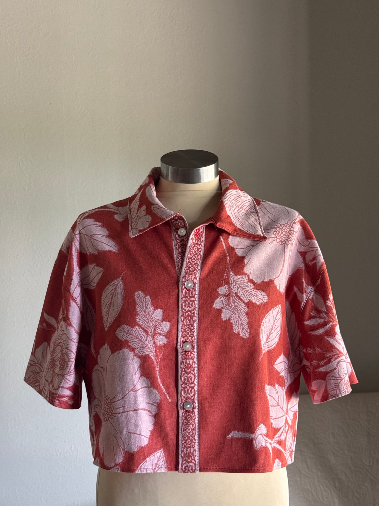Judy Handcrafted Vintage Cropped Button Down In Cinnamon￼