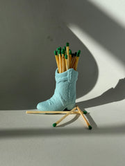Cowboy Boot Matchstick Holder Sky