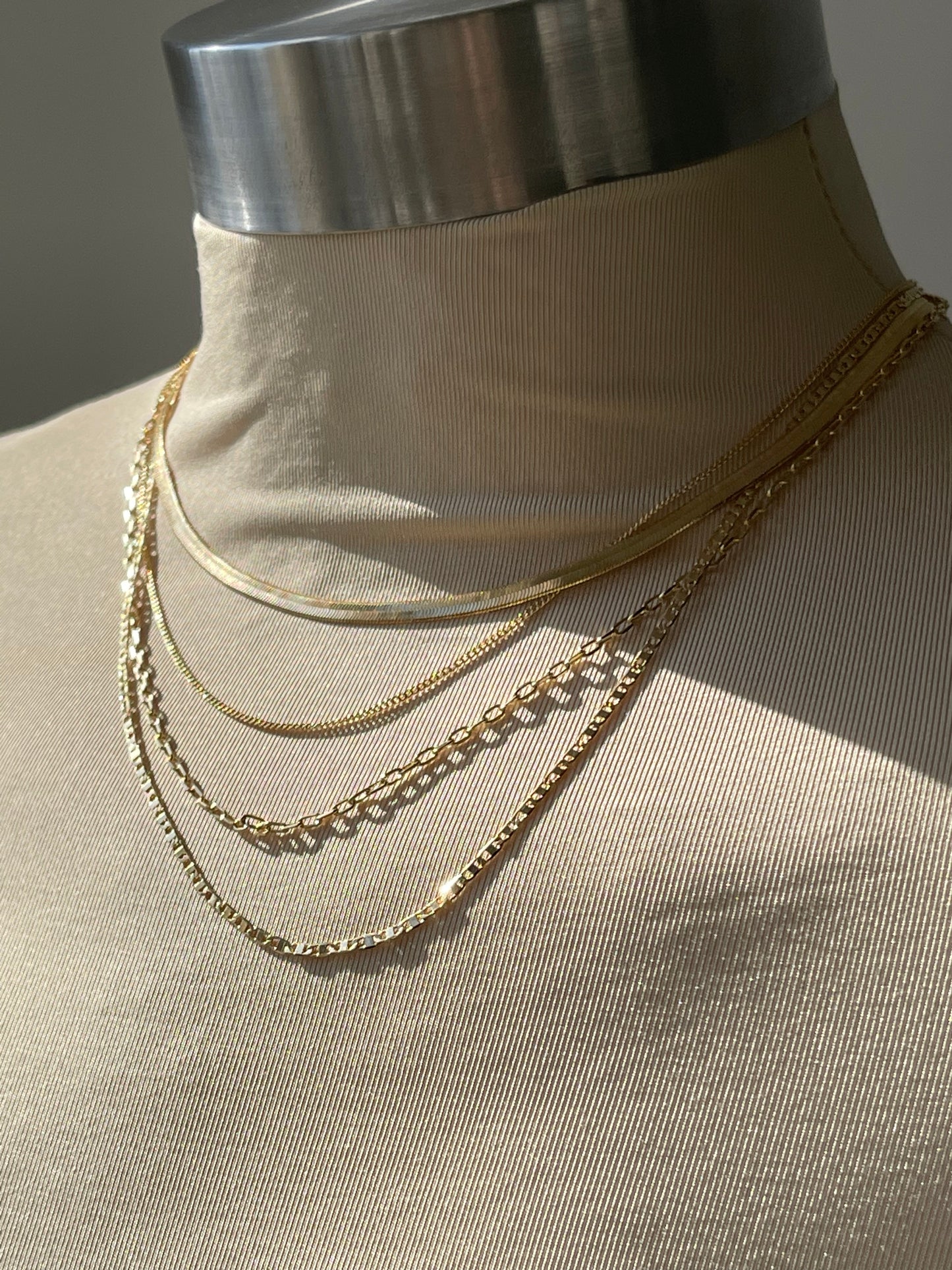 Sawyer Four Layer Snake Chain NecklaceIn Gold