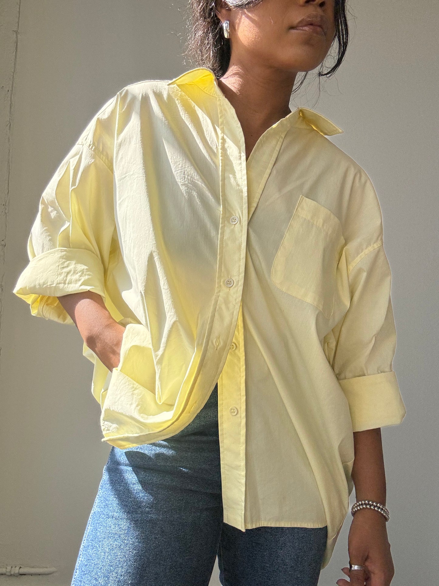 Thomas Cotton Button Down Shirt In Banana