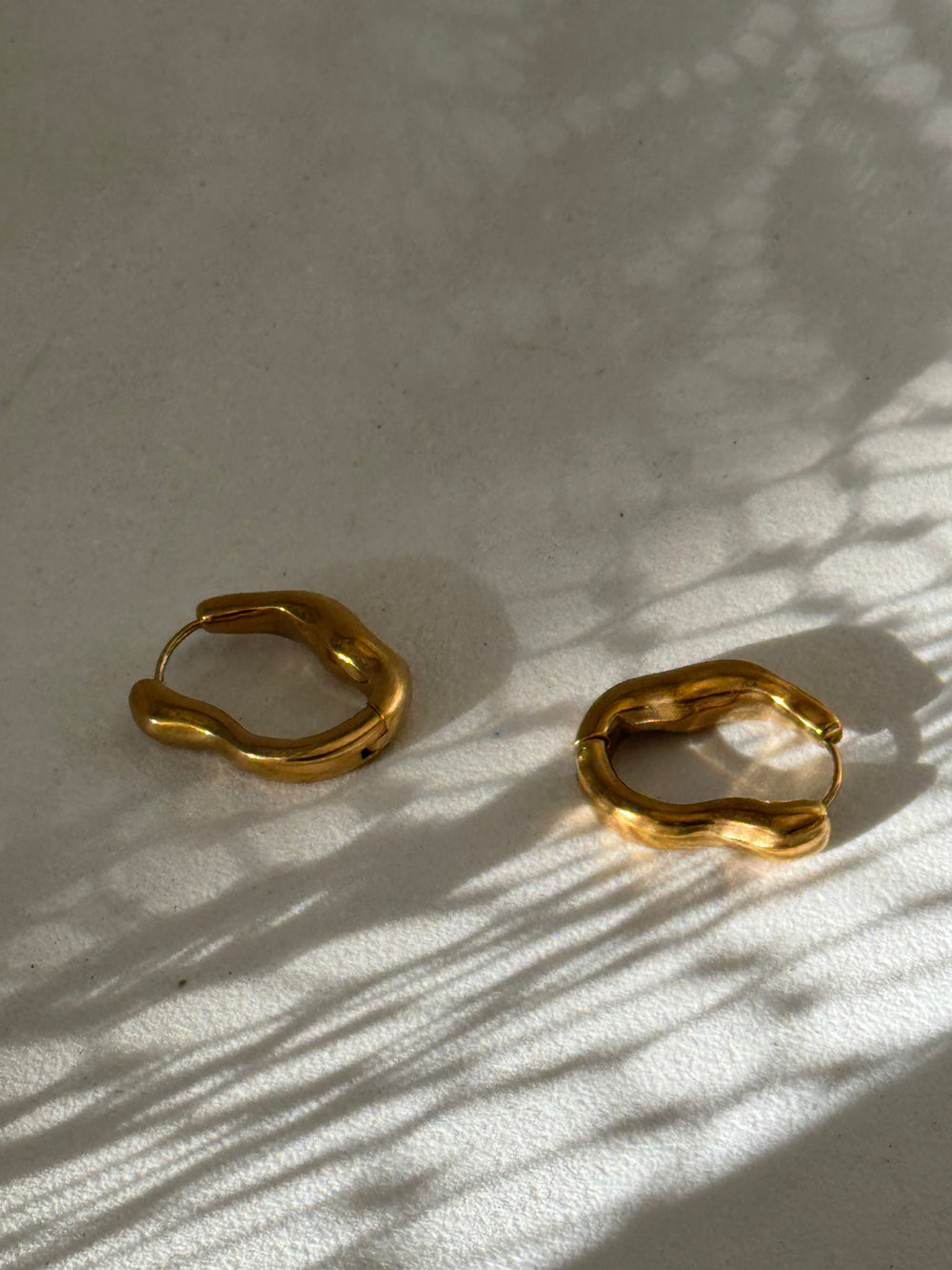 Ernestine 18k Stainless Steel Waterproof Organic Hoop Earring In Soft Matte Gold￼￼