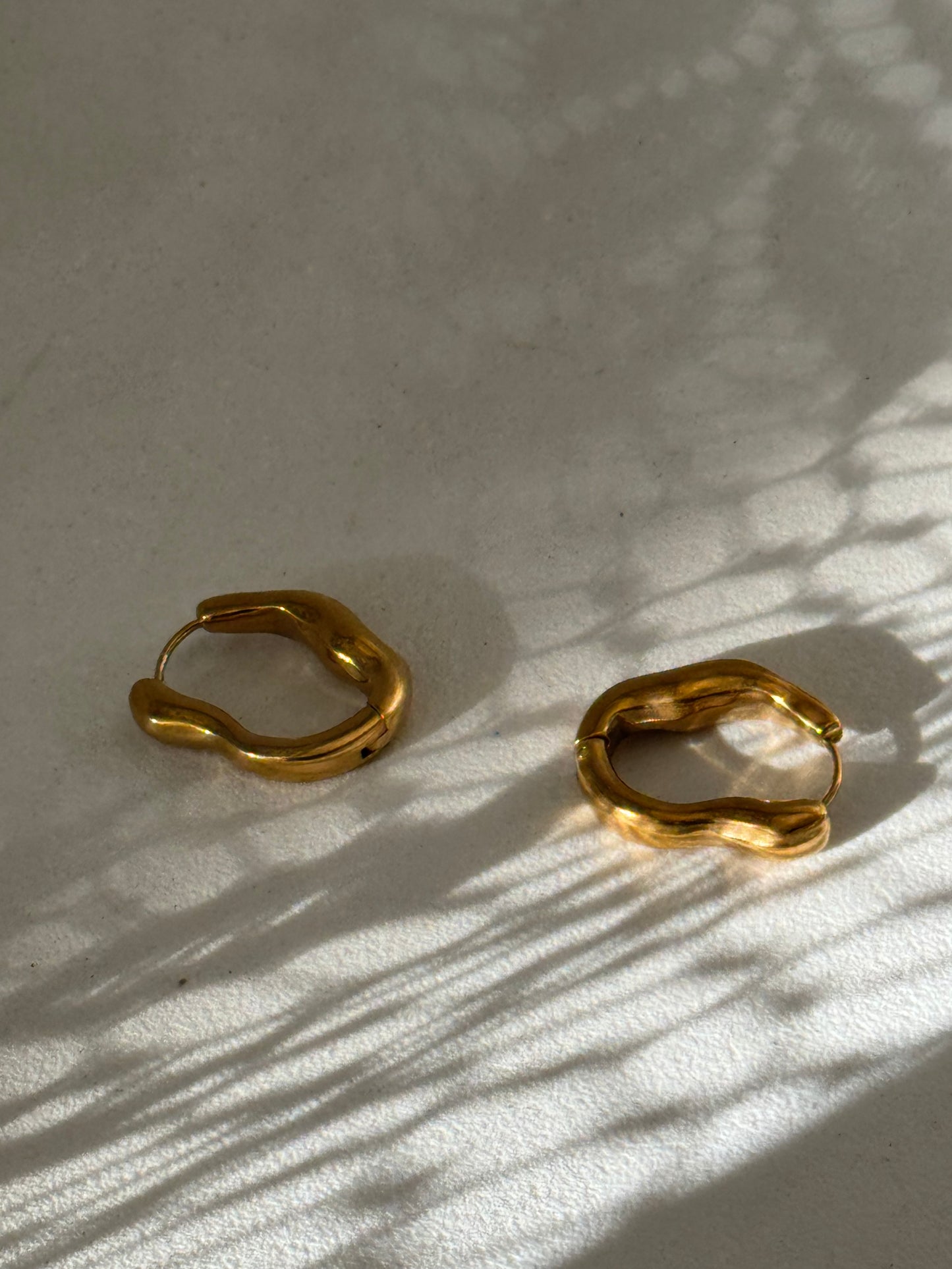 Ernestine 18k Stainless Steel Waterproof Organic Hoop Earring In Soft Matte Gold￼￼