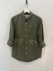 Jaxson Handcrafted Embroidered Button Down In Olive