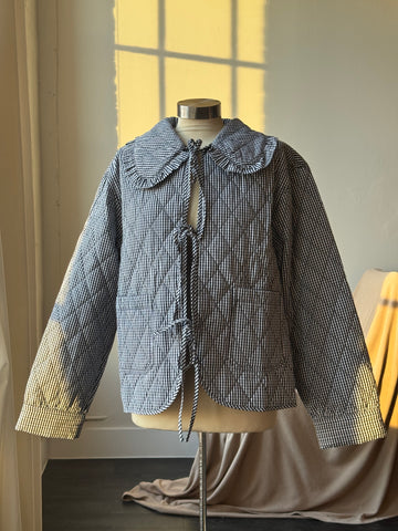 Jalisa Cotton Ultra Lightweight Gingham Tie Front Quilted Jacket