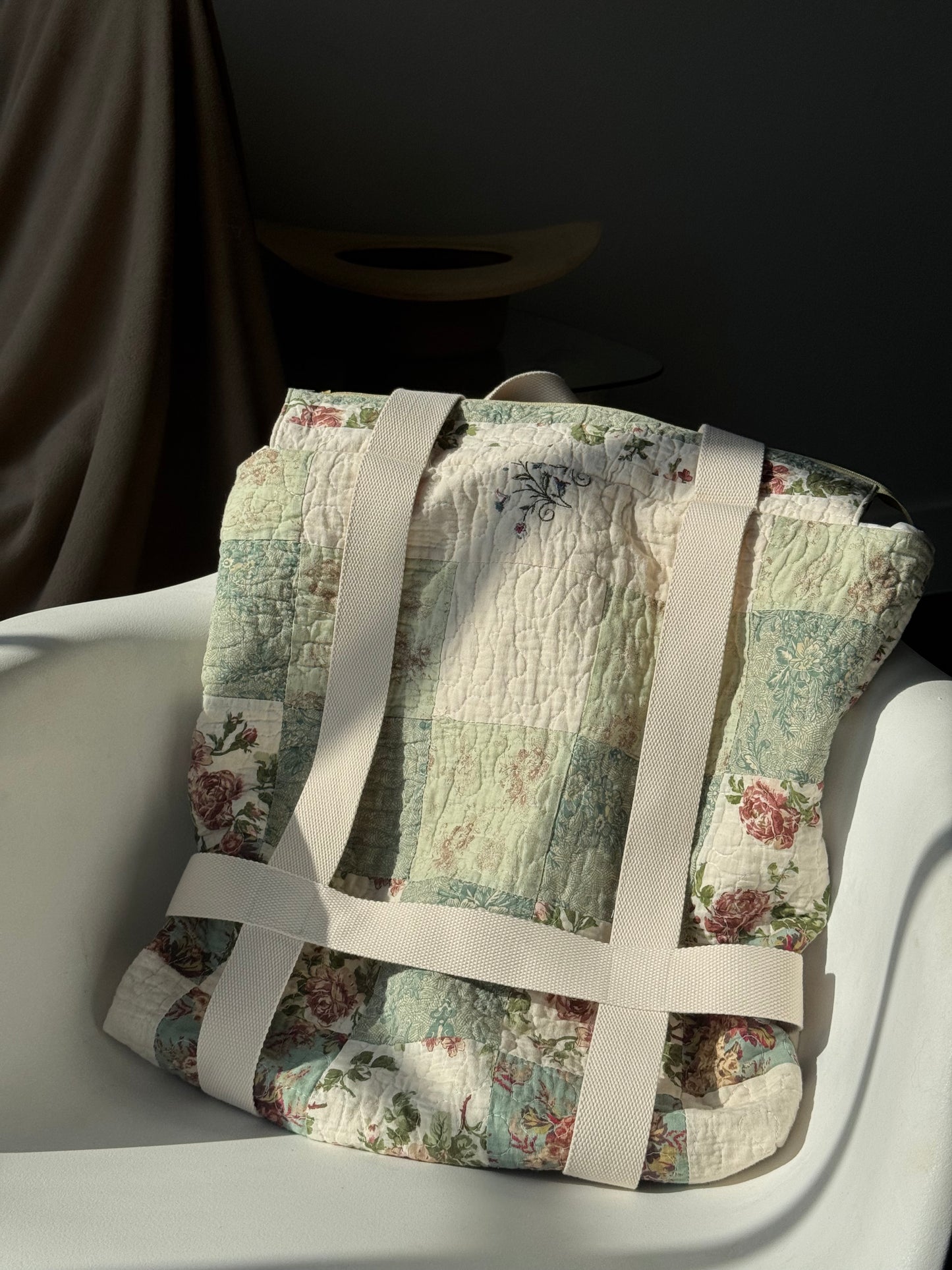 Magnus Quilted Handcrafted Cotton Tote Hat Holder Bag
