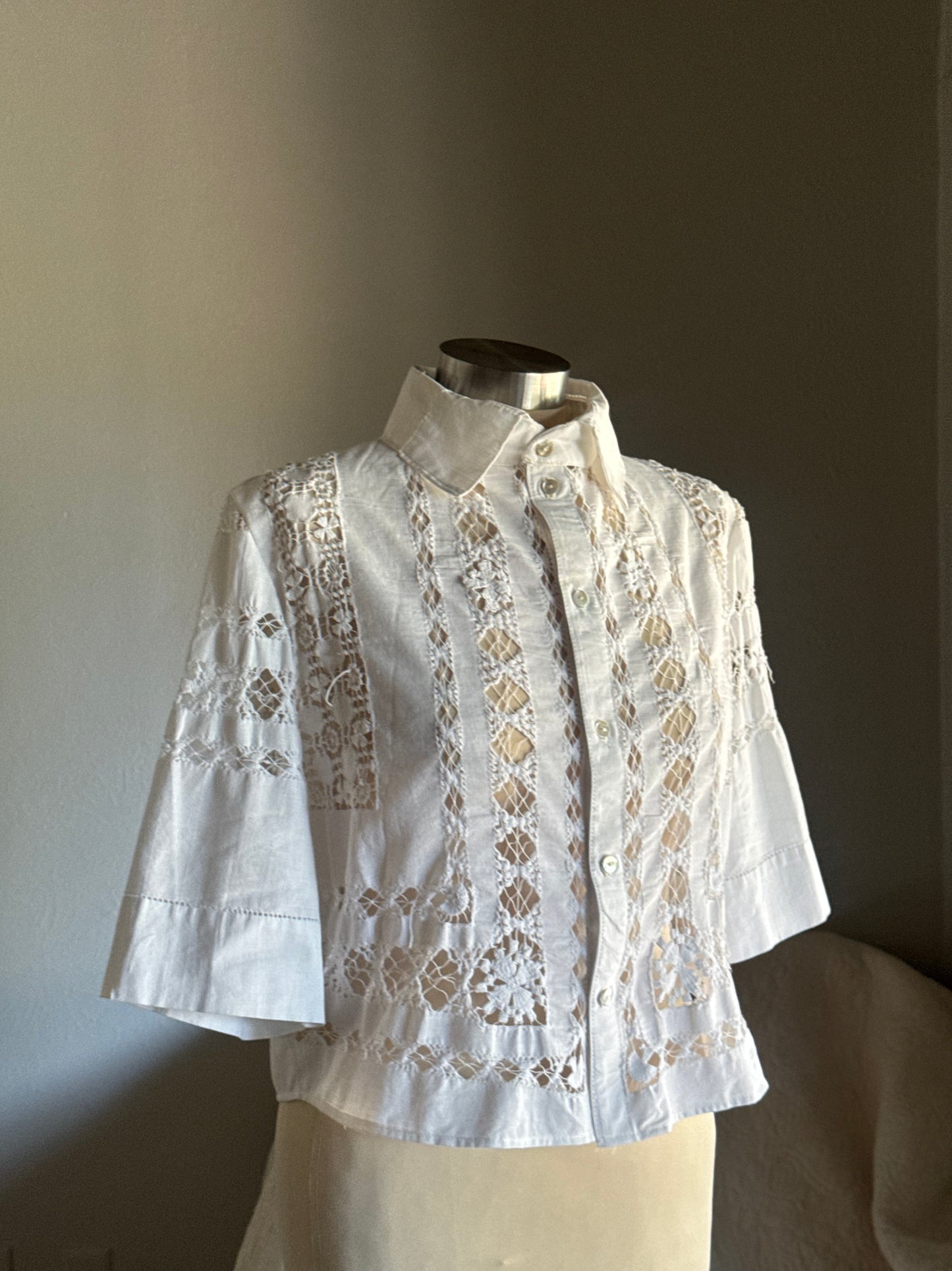 Judy Handcrafted Vintage Cropped Button Down