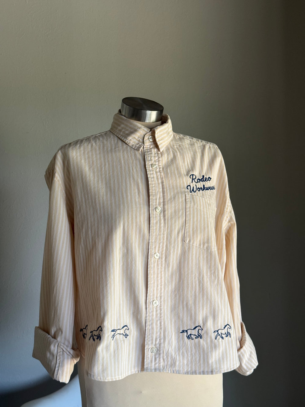 Lawrence Handcrafted Cropped Cotton Button Down Long Sleeve