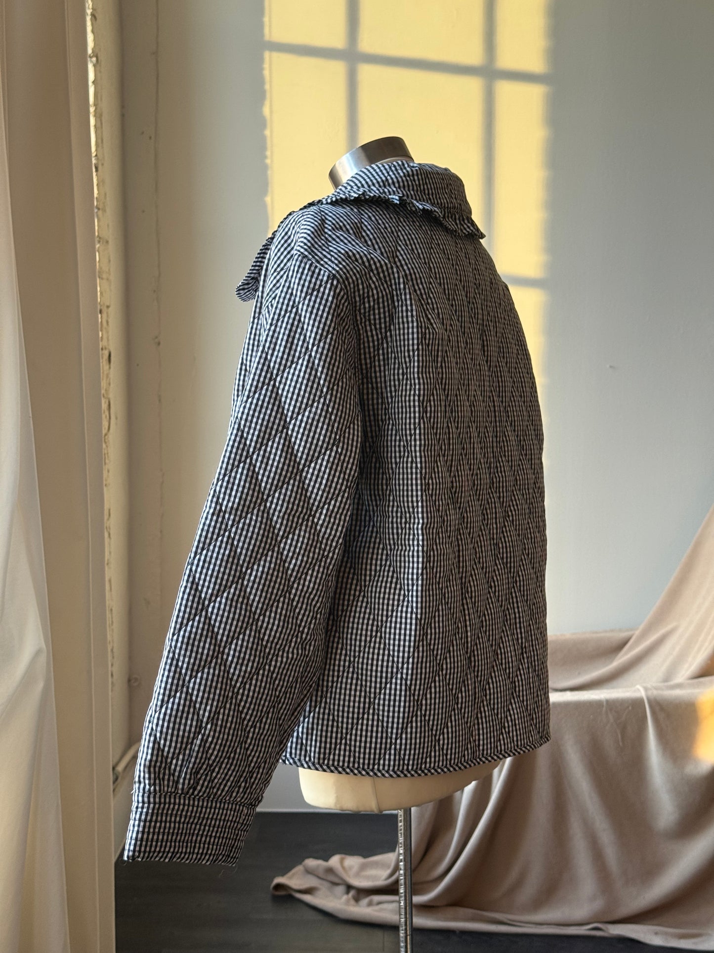 Jalisa Cotton Ultra Lightweight Gingham Tie Front Quilted Jacket