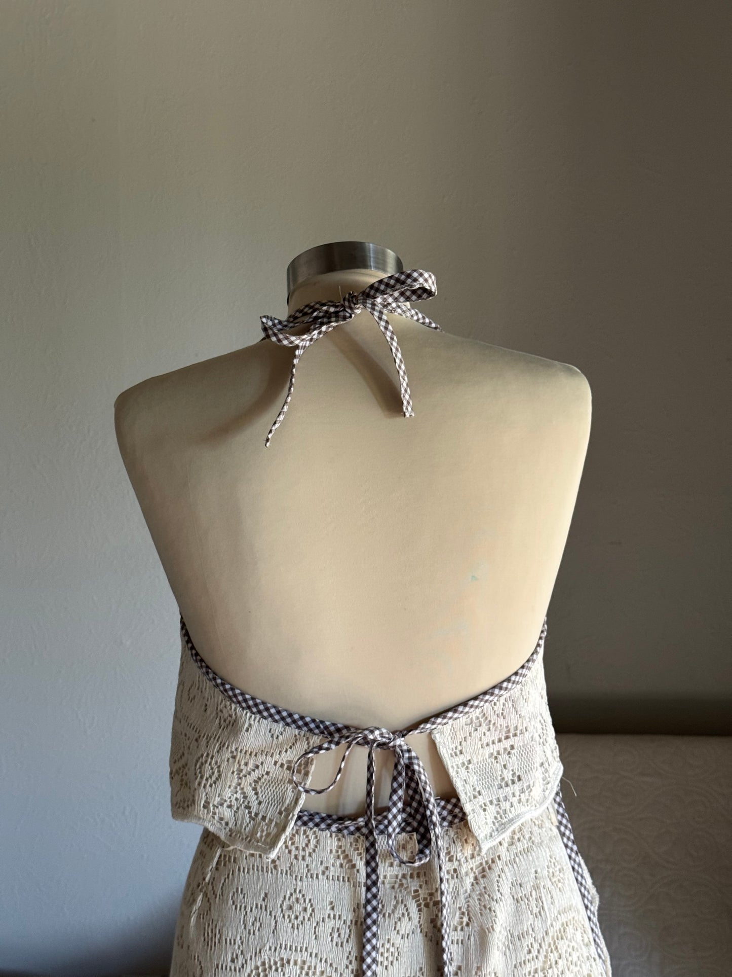 Brenda Fae Handcrafted Vintage Crochet Cropped Halter Top