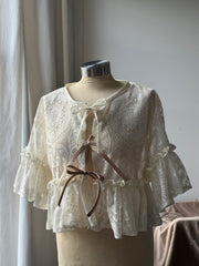 Eliza Vintage Lace Handcrafted Ruffle Top In Napoleon