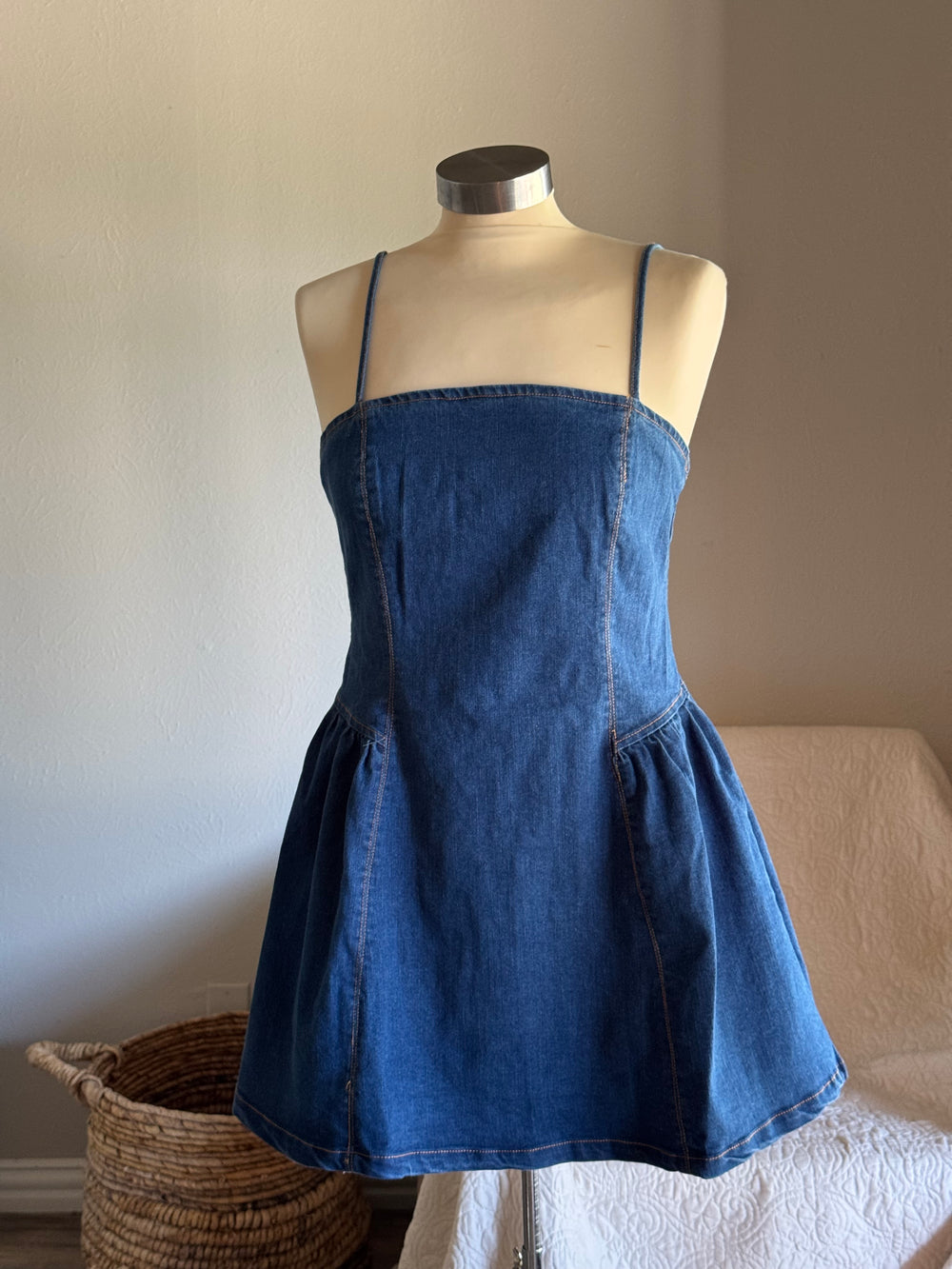 Savanna Classic Cotton Denim Dress In Deep Indigo