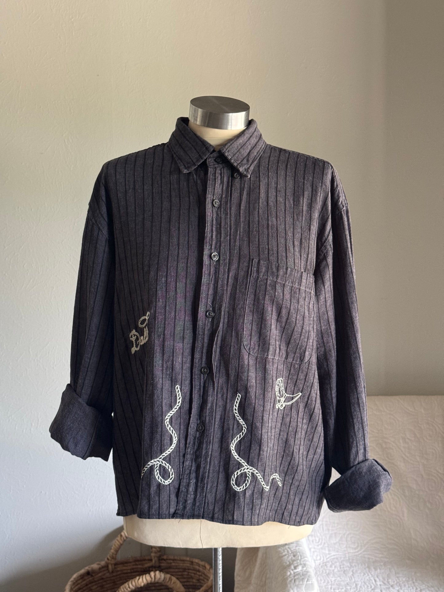 Lawrence Handcrafted Embroidered Striped Button Down