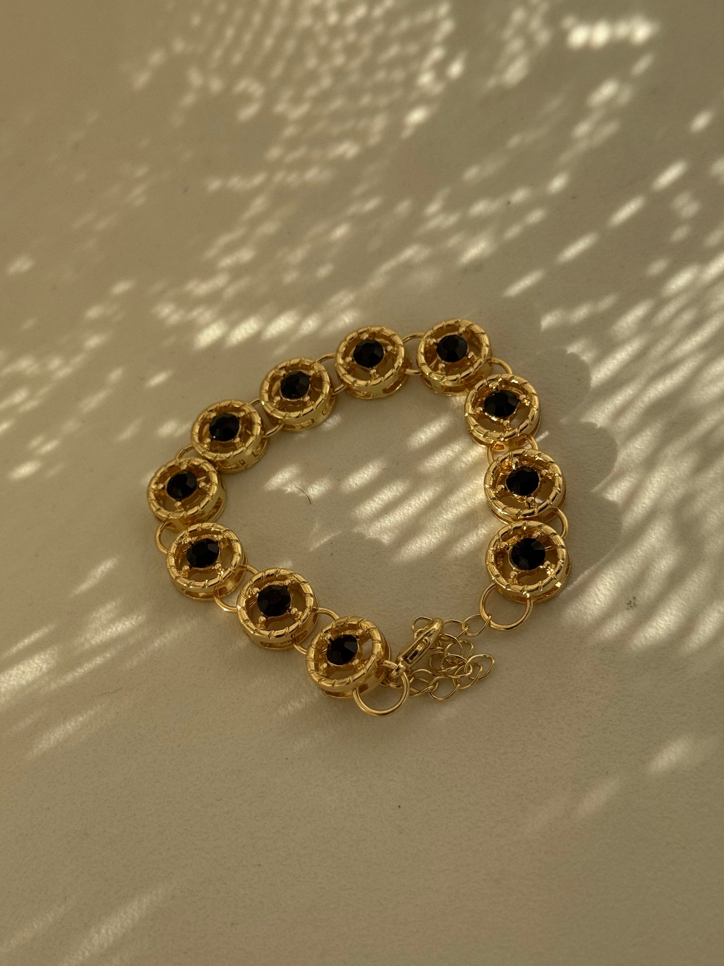 Sophie Classic Ebony Stone Bracelet In Gold