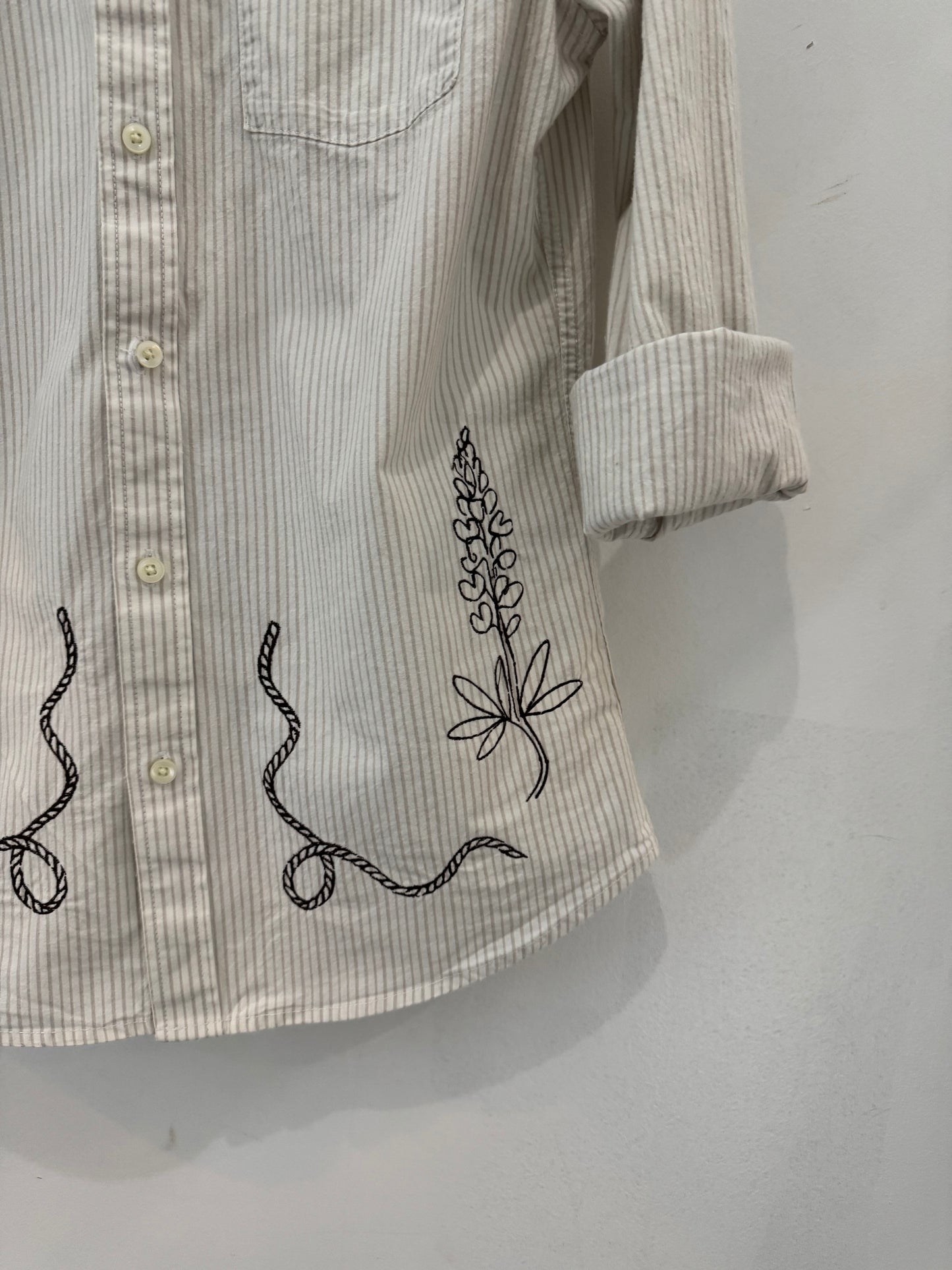 Jaxson Handcrafted Embroidered Striped Long Sleeve Button Down￼ ￼