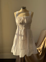 Michelle Cotton Rouged Tiered & Lined Sundress In White