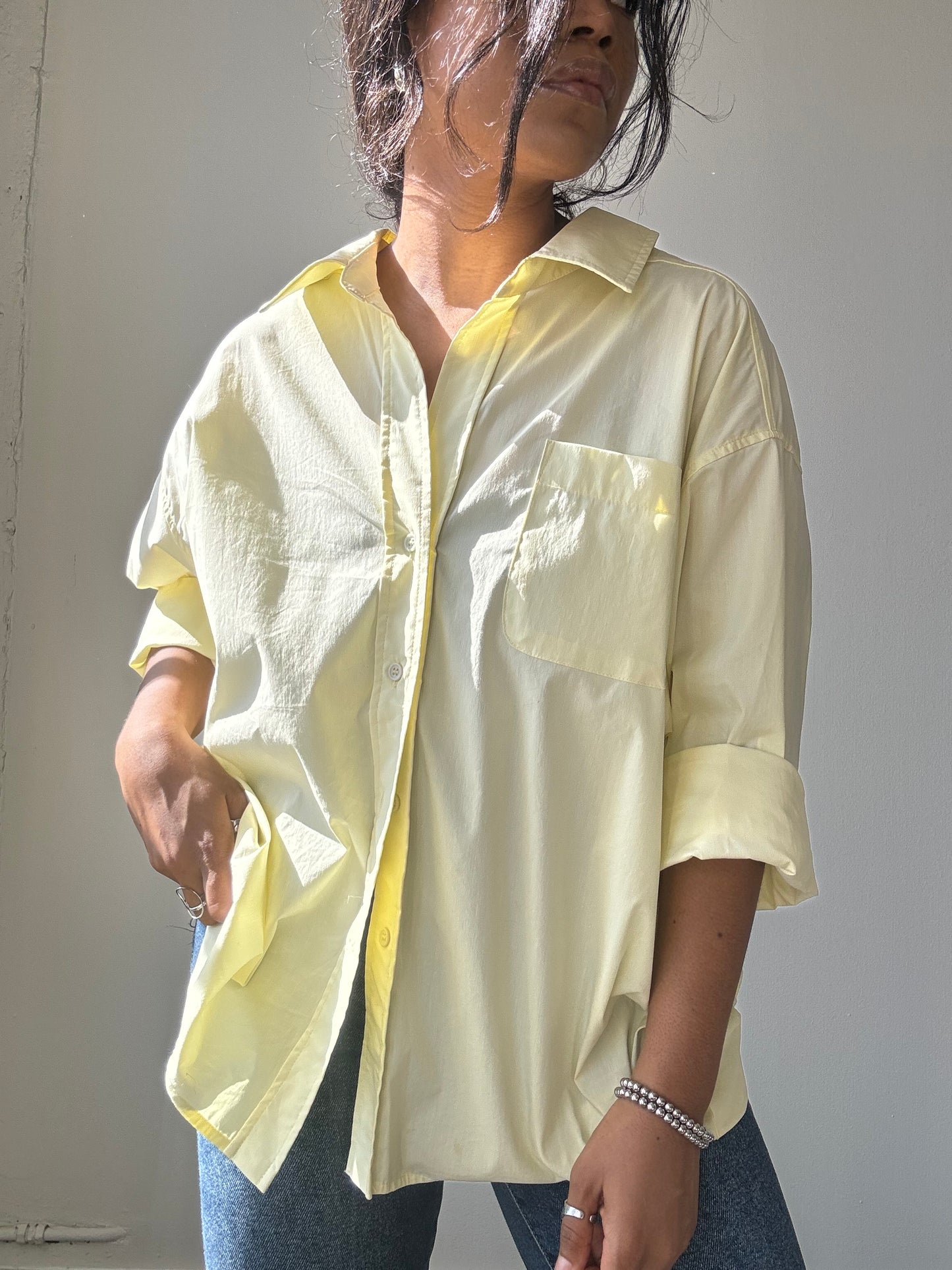 Thomas Cotton Button Down Shirt In Banana