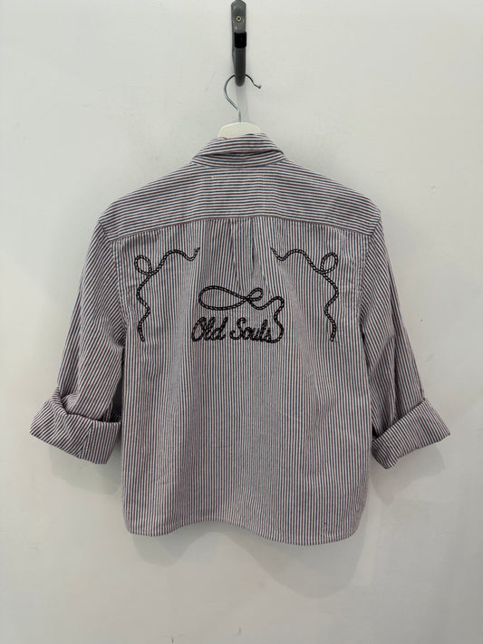 Lawrence￼Handcrafted Embroidered Old Souls Cropped Button Down