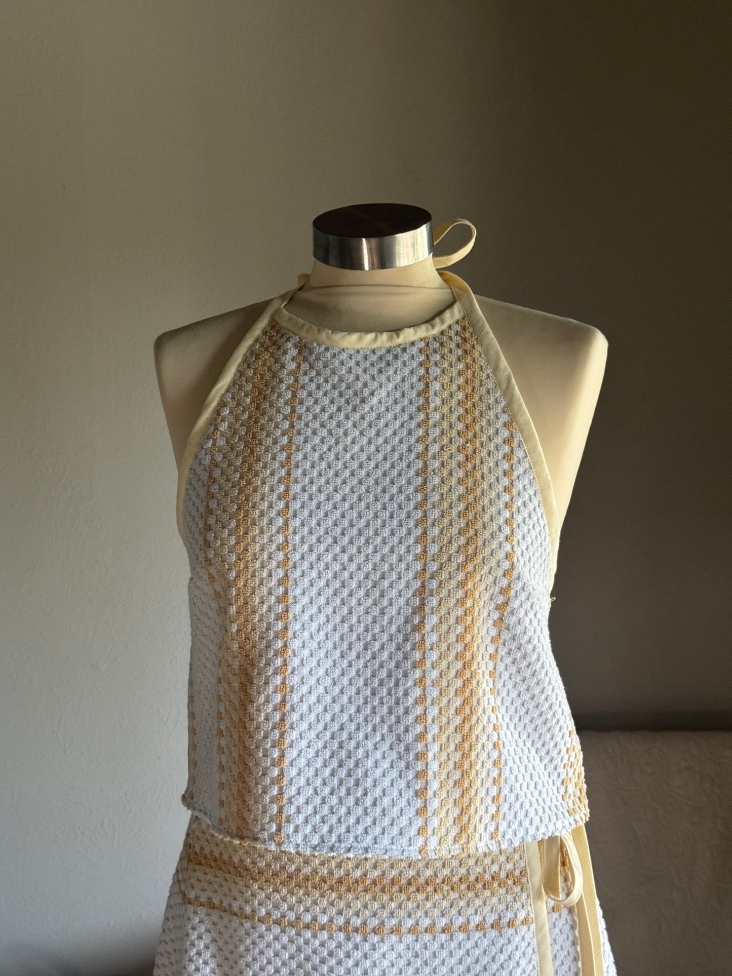 Brenda Handcrafted Halter Towel Top In Vanilla