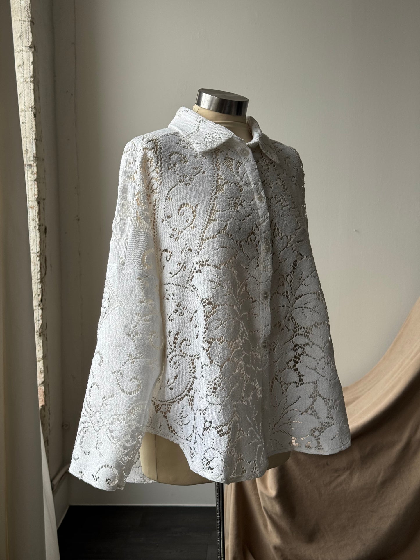 Ladell Handcrafted Vintage Shacket In Milk