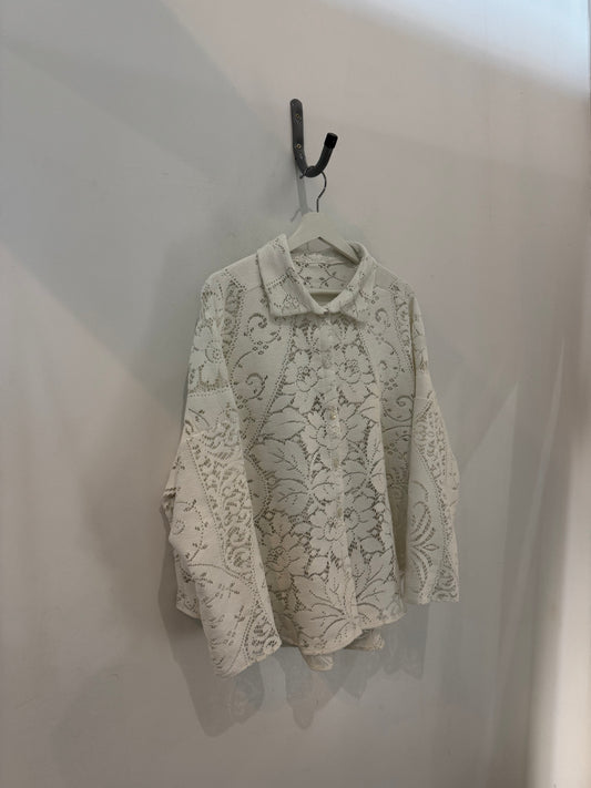 Ladell Handcrafted Vintage Shacket In Milk