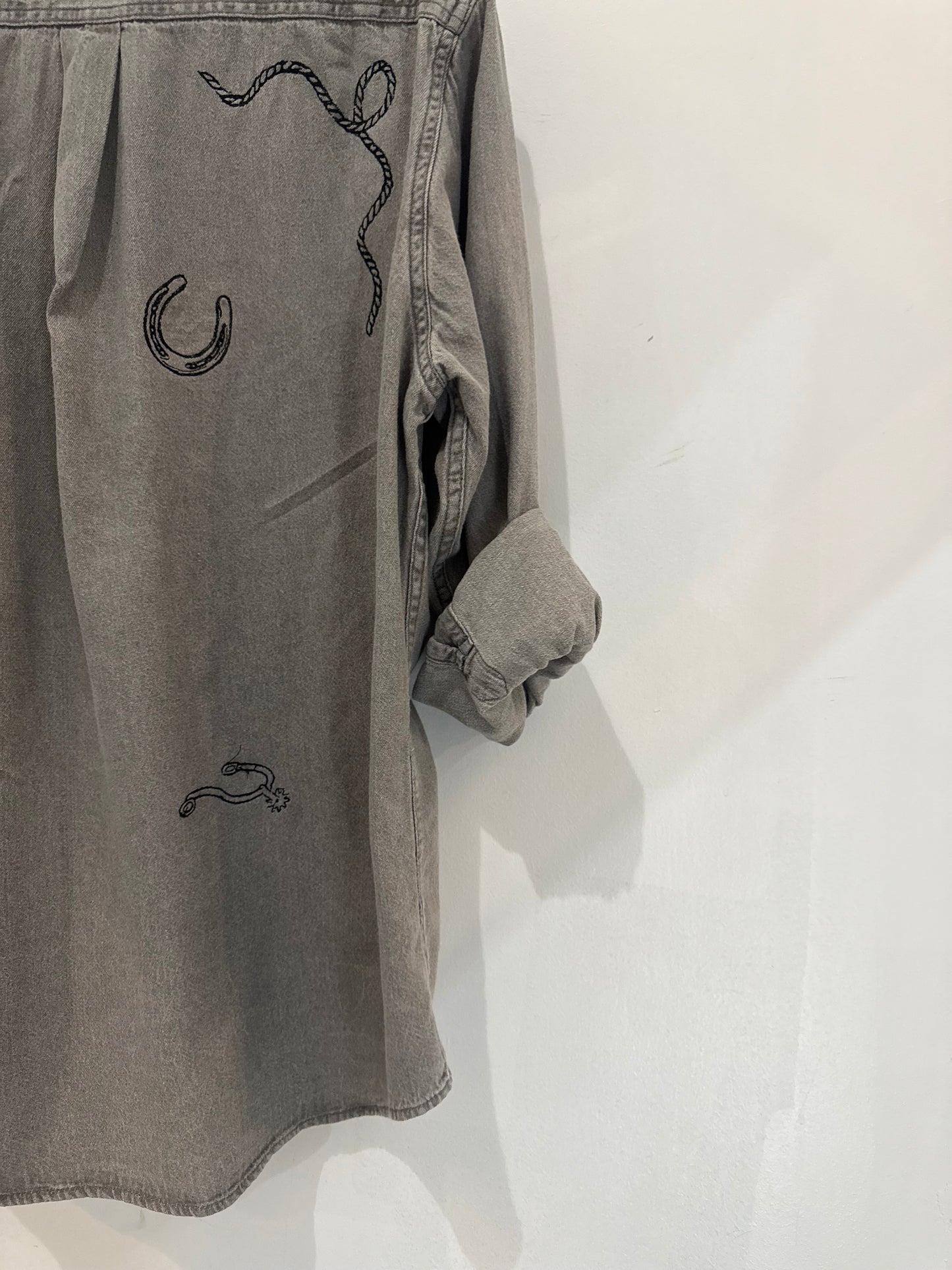 Jaxson Handcrafted Embroidered Button Down Long Sleeve Denim Shirt