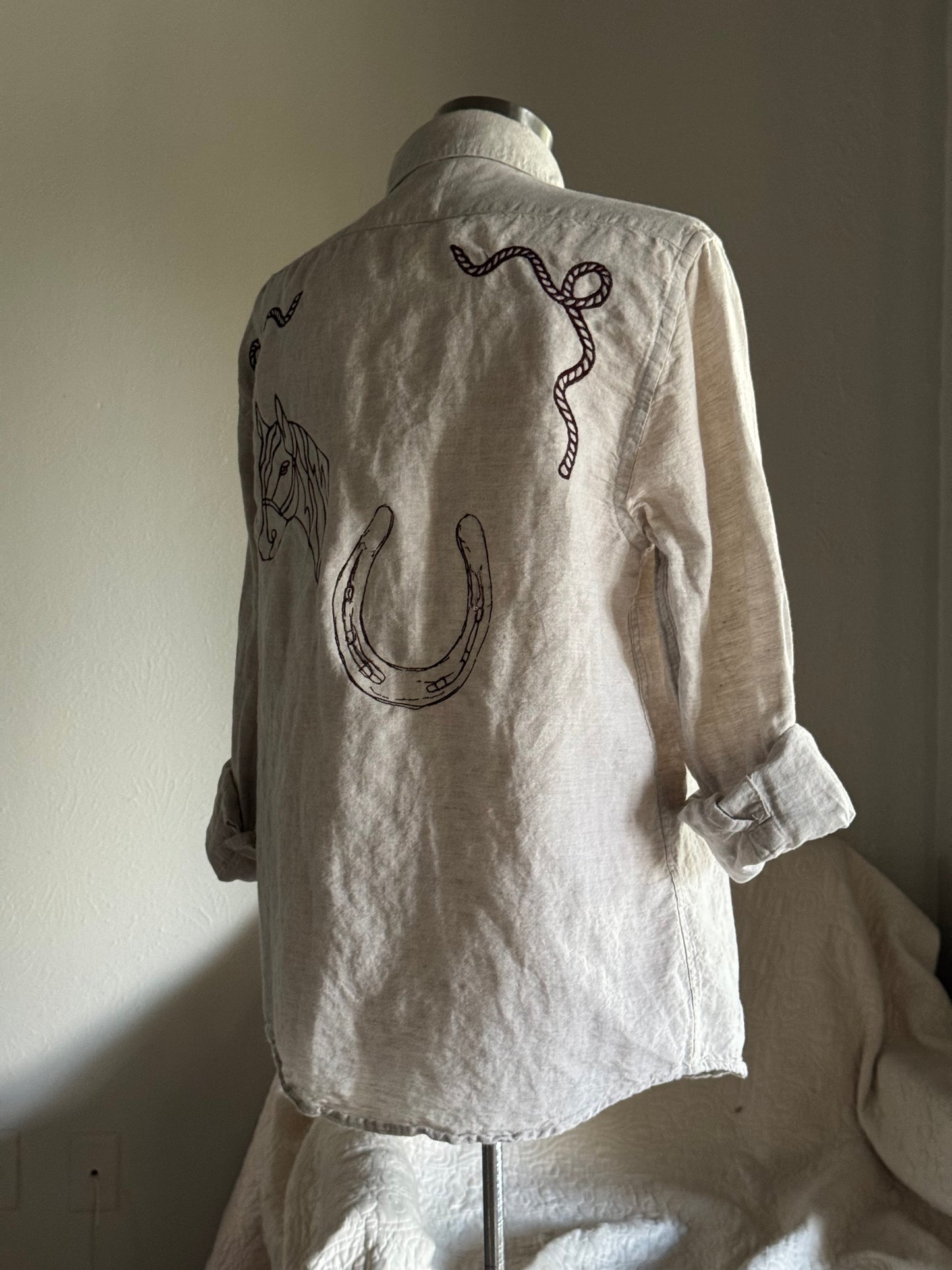 Jaxson Handcrafted Embroidered Linen Button Down