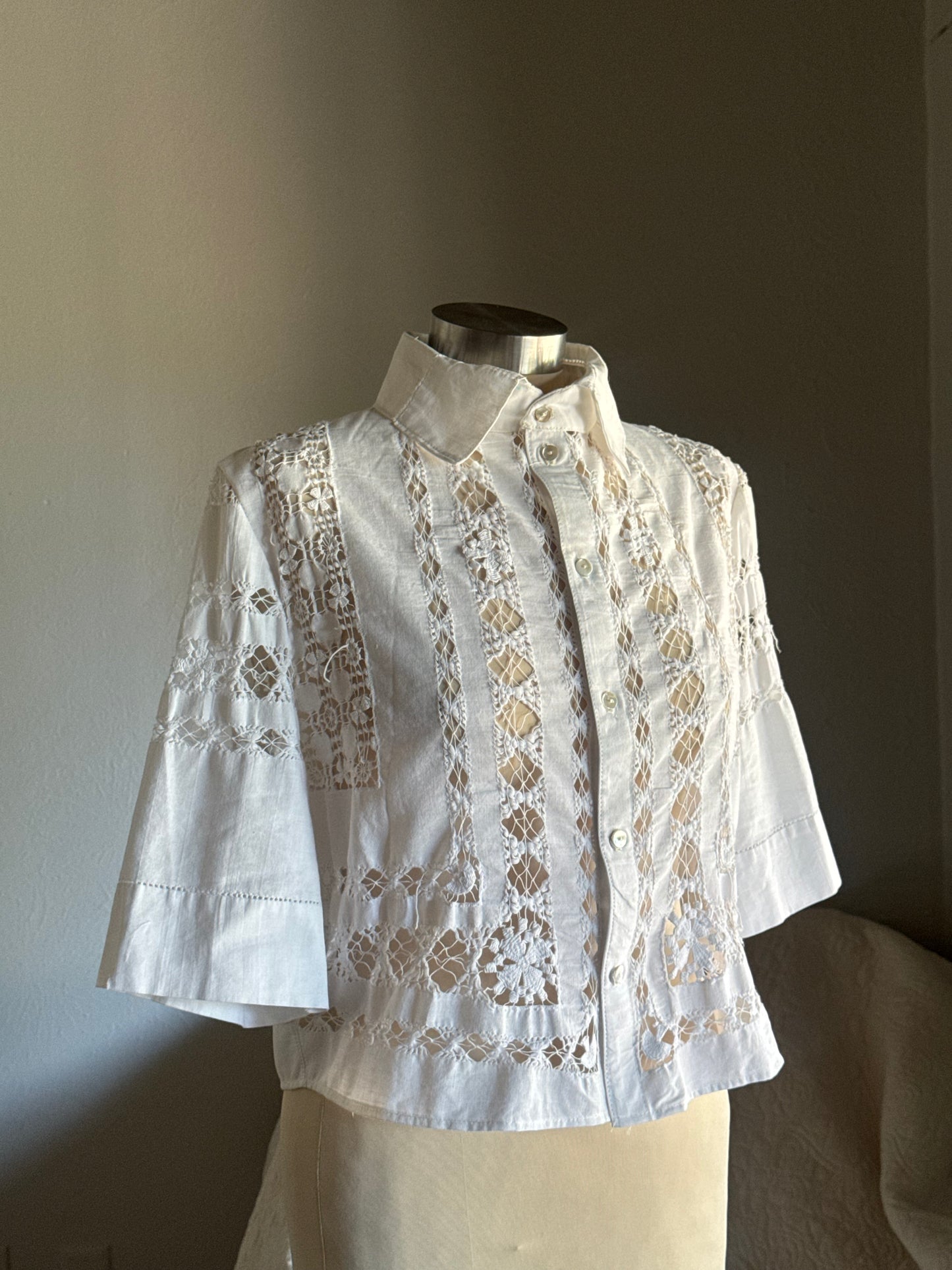 Judy Handcrafted Vintage Cropped Button Down