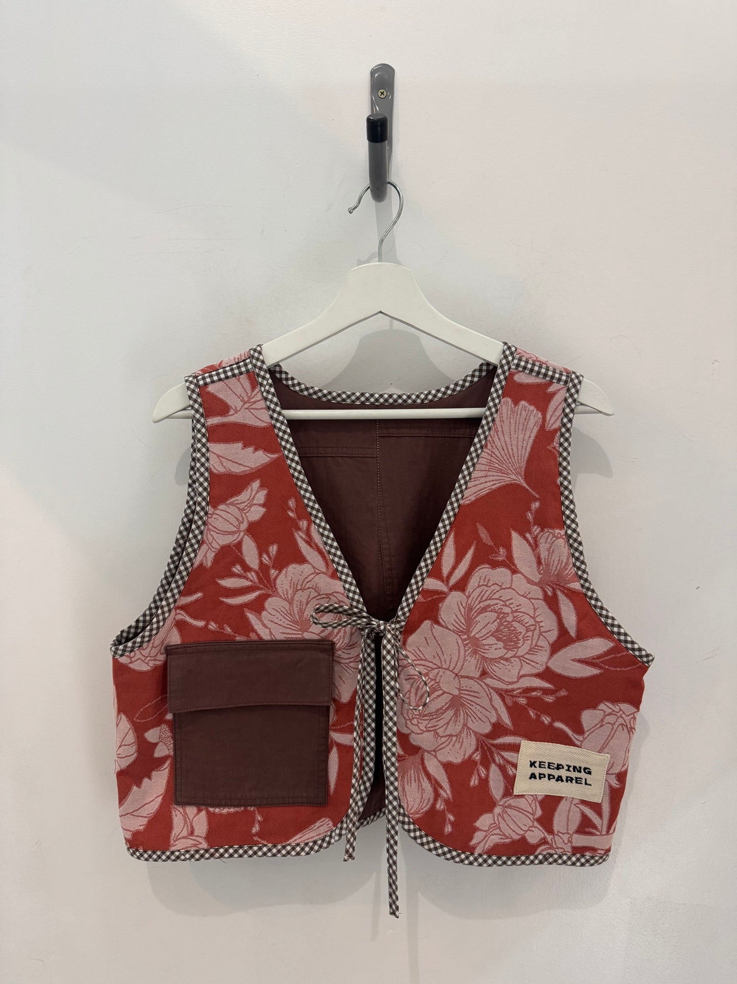 O.L. Handcrafted Reversible Cargo Vest In Vintage Floral Brown