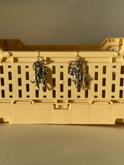 Faye Lasso Cowgirl Riding Horse Drop Earring In Antique Silver