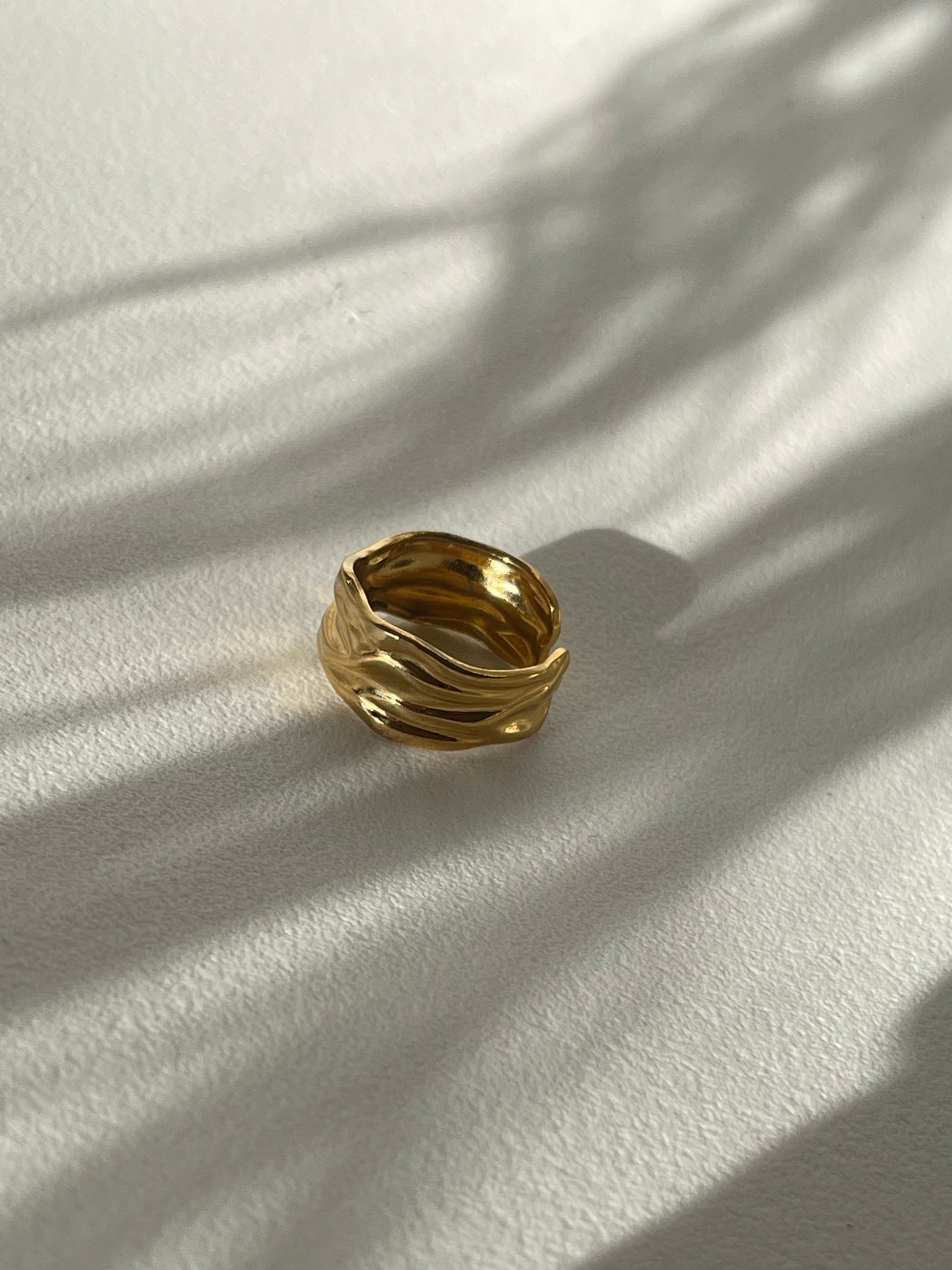 Desert Floor Organic Stainless Steel Ring In 18k Gold Plated