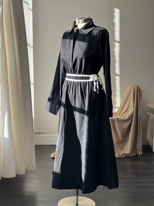 Rhonda Cotton Modern Midi Dress In Black