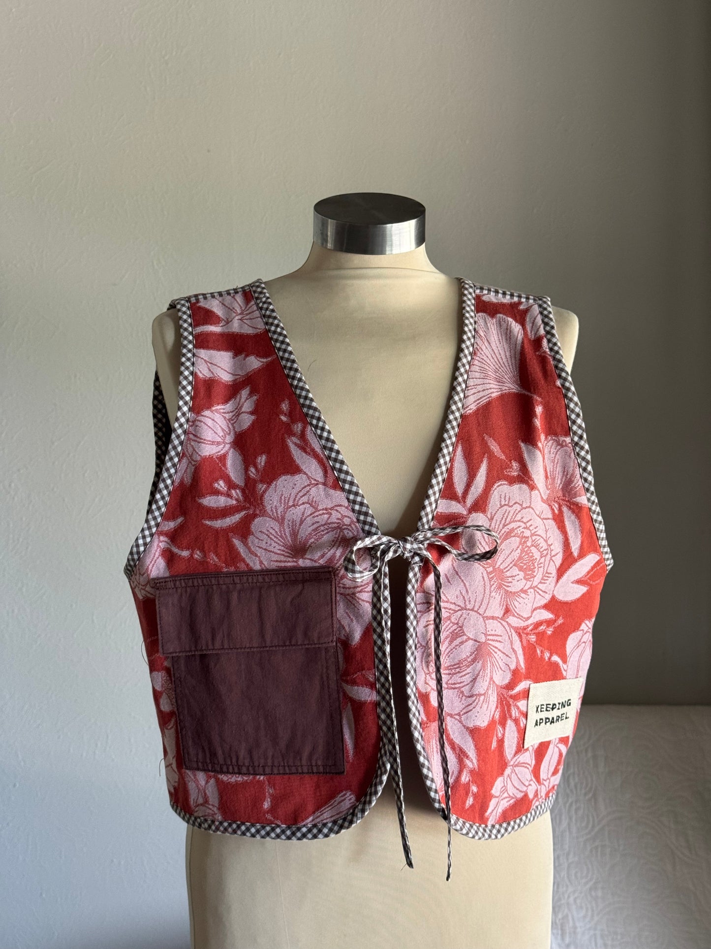 O.L. Handcrafted Reversible Cargo Vest In Vintage Floral Brown