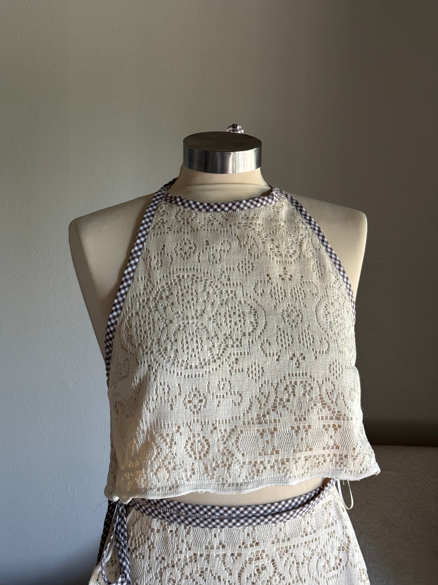 Brenda Fae Handcrafted Vintage Crochet Cropped Halter Top