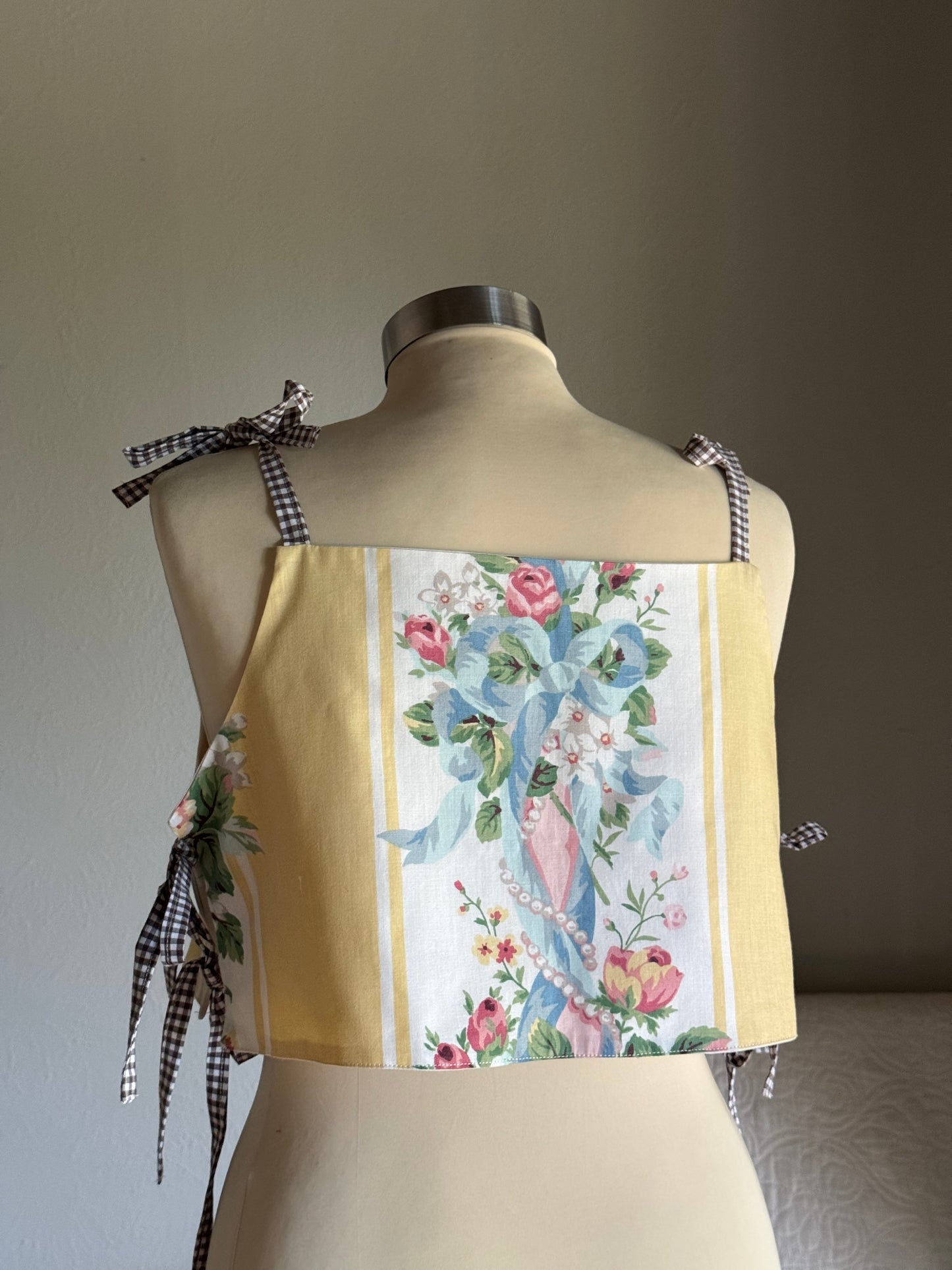 Katie Handcrafted Vintage Side Tie Crop Top