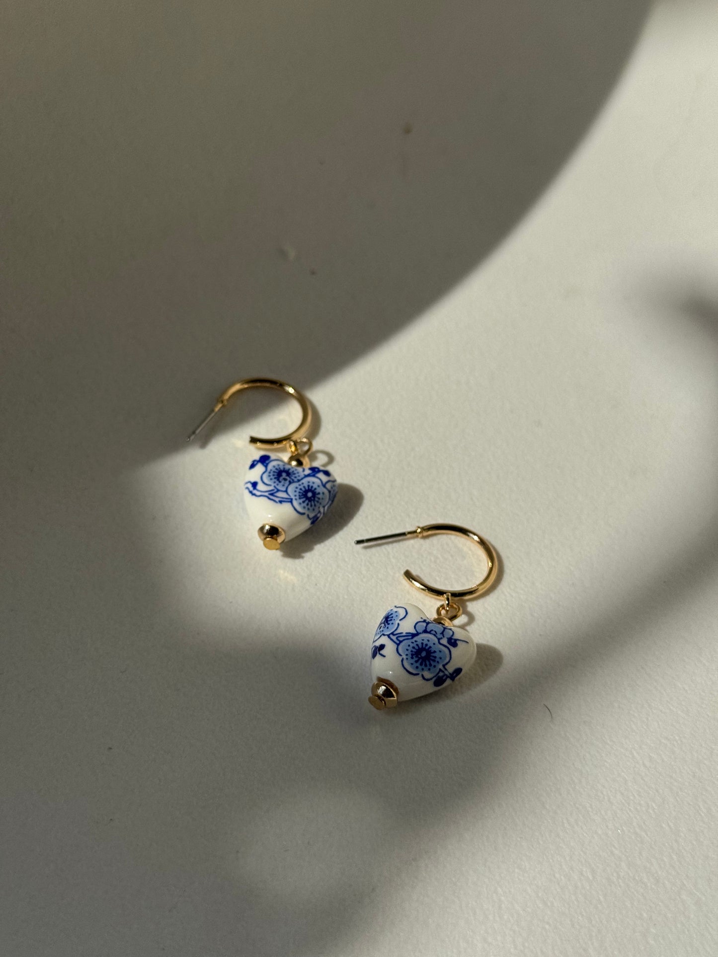 Chelsea China Glass Charm Drop Hoop Earring