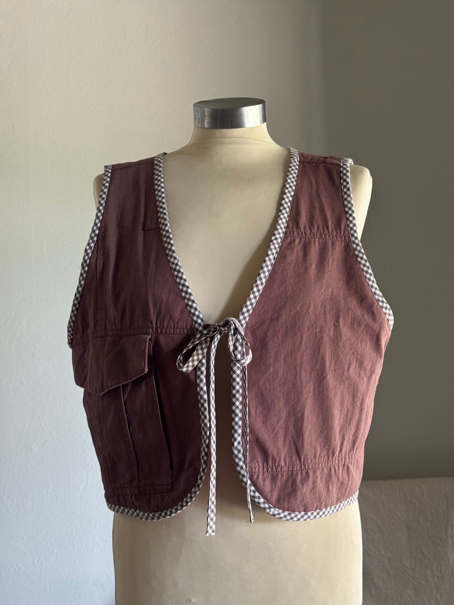 O.L. Handcrafted Reversible Cargo Vest In Vintage Floral Brown