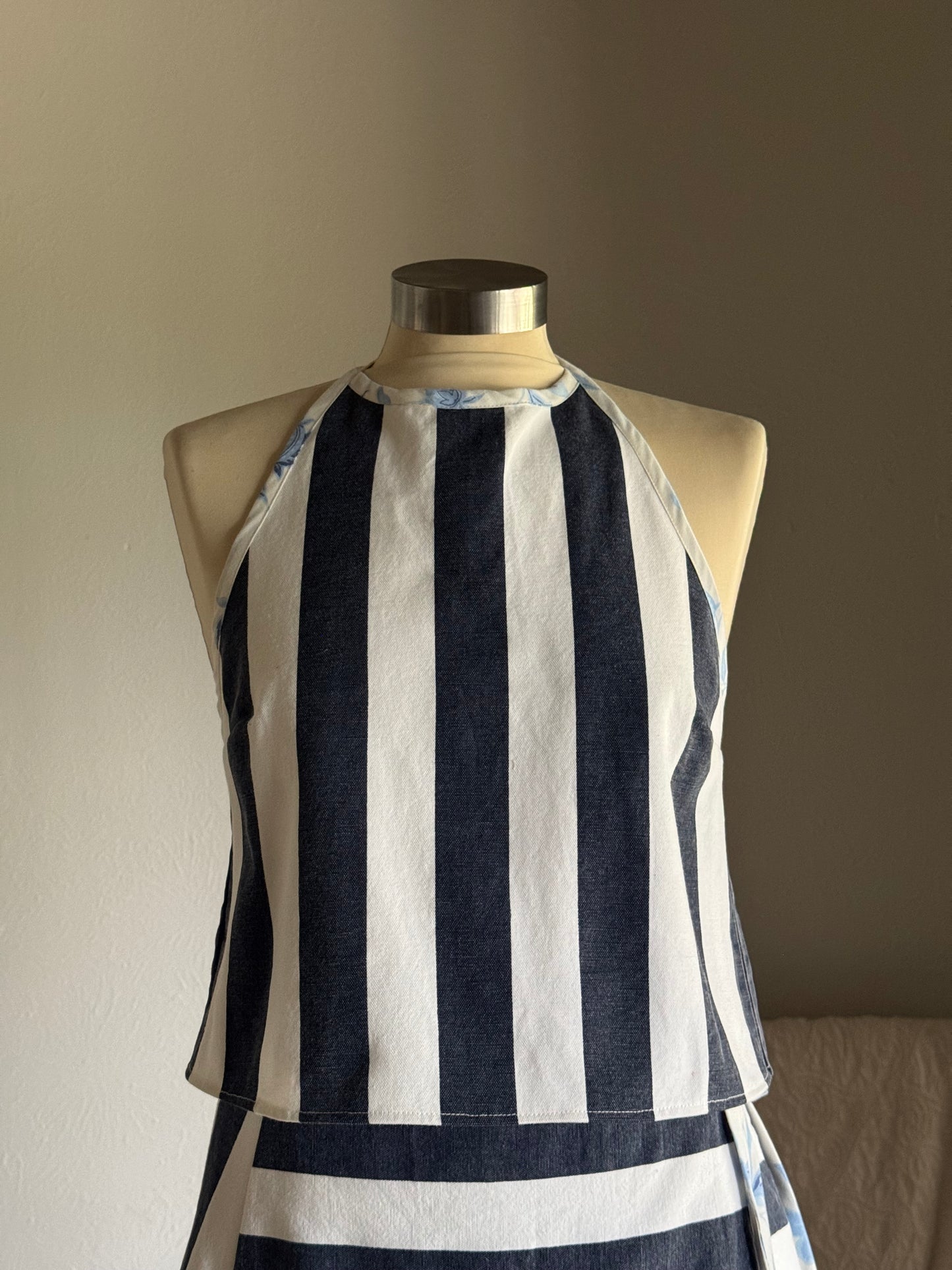 Brenda Handcrafted Halter Top In Bold Stripes