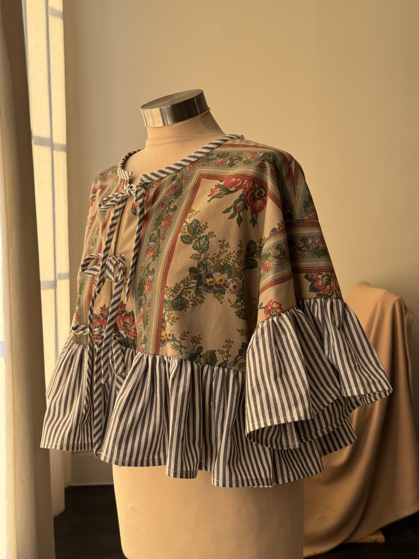 Joycie Vintage Handcrafted Ruffle Top In Autumn