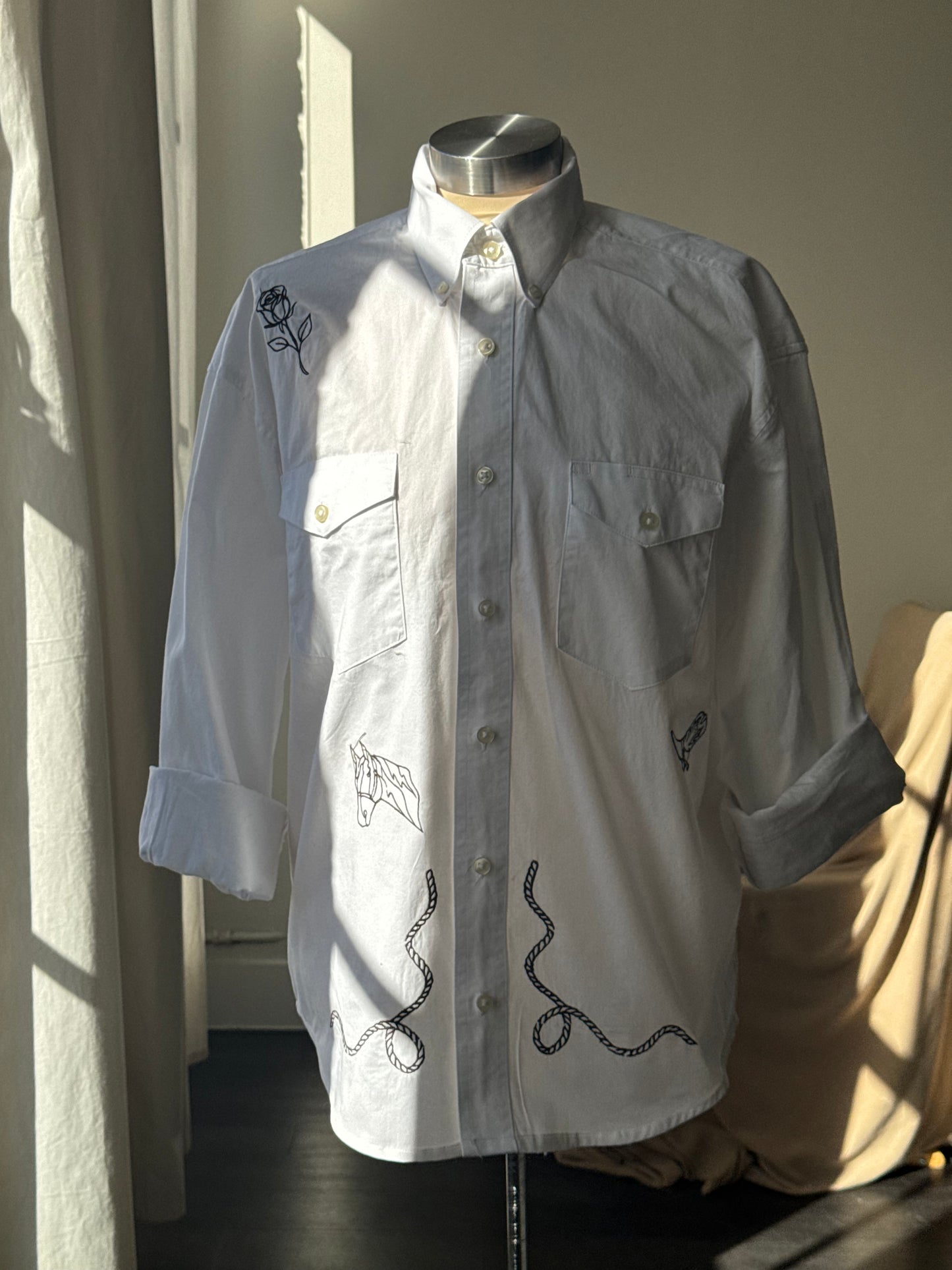 Jaxson Handcrafted Embroidered Button Down In Western Cut