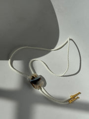Handmade Agate Bolo Tie In White Sand